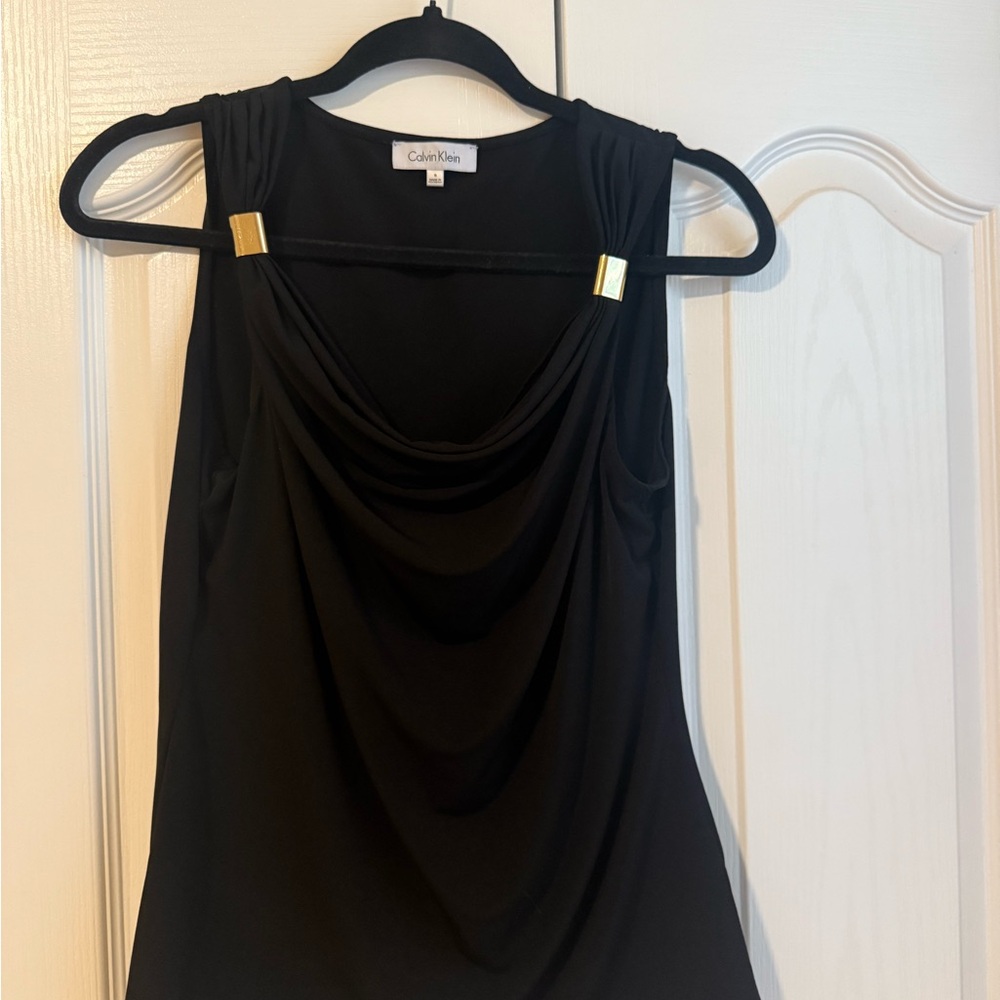 Calvin Klein Women's Elegant Black Cowl Neck Blouse
